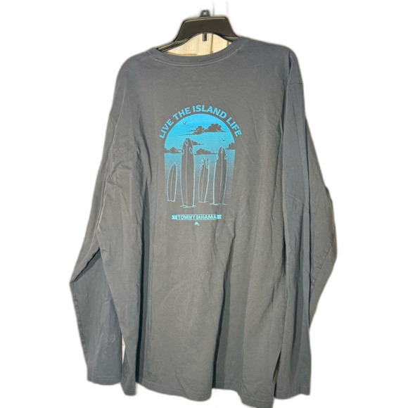 Tommy Bahama grey t shirt long sleeve Live the Island Life surfboard size 2XLT - Picture 3 of 4